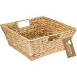 HMF Geschenkkorb leer, Aufbewahrungskorb geflochten aus Wasserhyazinthe | Rechteckig | 30 x 30 x 12 cm