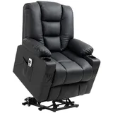 Homcom Fernsehsessel mit Aufstehhilfe Elektrisch, Relaxsessel mit USB-Anschluss, mit Fernbedienung, bis 150 kg, Schwarz Kunststoff, Metall, 98x102x90 cm, Wohnzimmer, Sessel Fernsehsessel