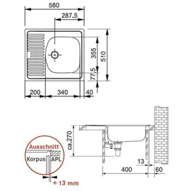 Franke Eurostar ETN 611-58 Edelstahl seidenmatt + Handbetätigung