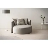 LeGer Home by Lena Gercke XXL-Sessel Isalie Samt 153 x 98 x 145 cm Grau/Braun mit Hocker