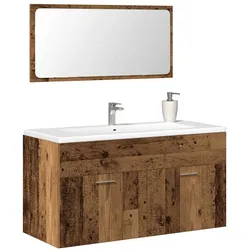 Badschrank mit Spiegel Altholz-Optik Holzwerkstoff