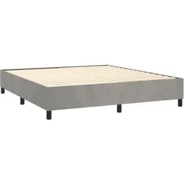 vidaXL Boxspringbett mit Matratze & LED Hellgrau 160x200 cm Samt