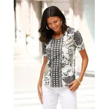 Classic Basics Sieh an! Kurzarm-Shirt in ecru-grau-bedruckt | Gr.: 42