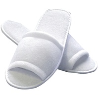 HYGONORM 10 Paar Slipper offen aus Polyester Weiß 28,5 cm lang wasserabweisend Hotelslipper Hausschuhe Hotelhausschuhe Einwegslipper Gästehausschuhe