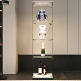 Glasvitrine Mit Led-beleuchtung – Transparente, Freistehende, Moderne Vitrine Aus Gehärtetem Glas Mit 4 Ablagen Und Tür – Sammlervitrine – Weiß
