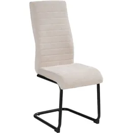 Home4You Schwingstühle 4er Set, Beige - Schwarz - Webstoff - Metall - mit Quersteppung - 4er Set