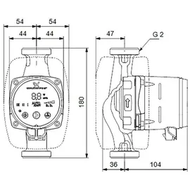 Grundfos ALPHA2 32-60 180 mm Typ Rp 1 1/4"