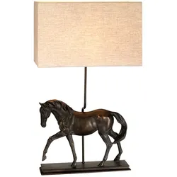 Tischleuchte Schreibtischlampe Pferdestatuette Bronzepatina H 77 cm Büroleuchte