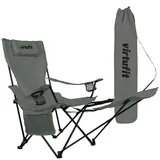VirtuFit Klappbarer Campingstuhl - Strandstuhl mit Fußstütze - Grau