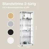 K-Möbel Glasvitrine in Weiss (176x67x33 cm) mit 4 höhenverstellbaren Glasböden & LED - Modellauto Vitrine Weiß - Vitrinenschrank Weiss Sammlervitrine