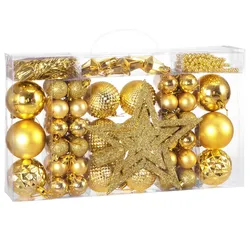 Deuba Casaria Weihnachtskugeln Christbaumschmuck - 66er Set gold