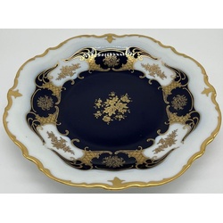 Casa Padrino Luxus Barock Porzellan Teller Weiß / Dunkelblau / Gold Ø 33 cm - Porzellan Essteller - Luxus Barock Porzellan Accessoires - Reichenbach Porzellan - Luxus Qualität - Made in Germany