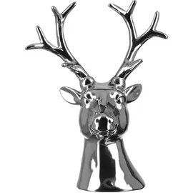 Fink Deko-Hirschkopf 12 x 20 x 25 cm Keramik, silberfarben Dekofigur zum Aufstellen