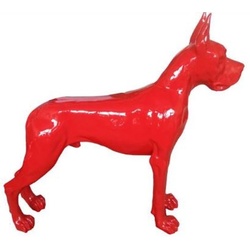 Casa Padrino Designer Dekofigur Hund Deutsche Dogge Rot 125 x H. 110 cm - Lebensgroße Deko Skulptur - Wetterbeständige Tierfigur
