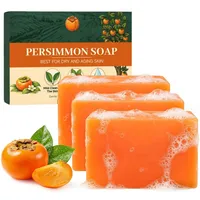 Kaori Persimmon Soap, Kaki Seife Kernseife, Persimmon Kernseife Natur, Seife für Gesicht und Körper, Feste Seifen, Porenverkleinerung, Tiefenreinigung, Feuchtigkeitsspendend, mit Einem Schaumnetz (3)