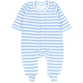 TupTam Baby Jungen Schlafstrampler mit Fuß 3er Pack, Farbe: blau grau streifen dino), Größe: 56 - 56