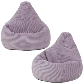 I.C.O.N. Icon Dalton Sitzsack Kinder, Lila, 2er Pack, Flauschiger Cord Stoff, Sitzsack Cord mit Füllung, Bequemer Kinder Gaming Sessel, Kuschelsessel, Lese Sessel, Schlafzimmer, Kinderzimmer, Spielzimmer