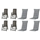 JARDIN Madison Klappsessel 72 x 110 x 61 cm grau 4 St.