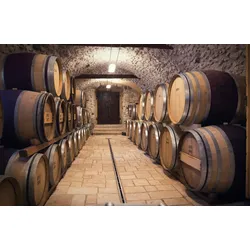 Fototapete PAPERMOON "Alter Wein Gewölbekeller mit Fässern", bunt, B:4,00m L:2,60m, Vlies, Tapeten