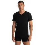 Bruno Banani V-Shirt BRUNO BANANI "FINE RIB", Herren, Gr. S, schwarz, Feinripp, Obermaterial: 96% Baumwolle, 4% Elasthan, unifarben, Basic hüftbedeckend, V-Ausschnitt, Shirts, Feinripp, Kurzarm, V-Neck, Cotton-Mix
