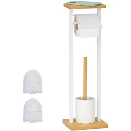 Relaxdays WC-Garnitur Ablage, Weiß,Hellbraun