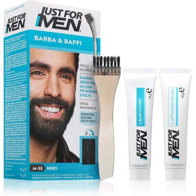 Just for Men Men Moustache & Beard Bartfarbe zur Abdeckung grauer Haare Farbton M-55 Black 1 St.