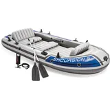 INTEX 68325EP Excursion 5 Schlauchboot Set: inklusive Deluxe 137.2 cm Bootsruder und Hochleistungspumpe - verstellbare Sitze mit Rückenlehne - Angelrutenhalter - 5 Personen - 598.7 kg Tragkraft