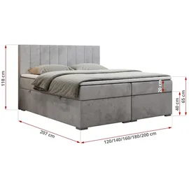 MKS Meble BOXBETT LOPE 160/200 - Hellgrau Velvet - H4