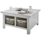 furn.design Couchtisch, Weiß, Metall, Nachbildung,Pinie, Holz Optik, Uni, Quadratisch, 93x50x93 cm, Wohnzimmer, Wohnzimmertische, Couchtische