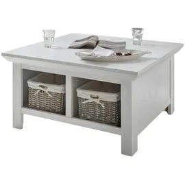 furn.design Couchtisch, Weiß, Metall, Nachbildung,Pinie, Holz Optik, Uni, Quadratisch, 93x50x93 cm, Wohnzimmer, Wohnzimmertische, Couchtische