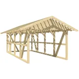 SKANHOLZ Skan Holz Carport Schwarzwald m. Dachlattung u. Rückwand 424 x 772 cm Natur