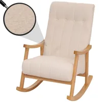MCW Schaukelstuhl MCW-K10, Relaxsessel, Holz MVG Stoff/Textil Bouclé (450g/m2)