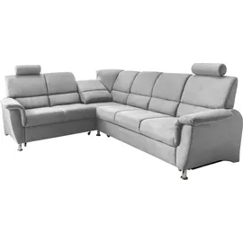 Home Affaire Ecksofa »Pisa L-Form, mit Schlaffunktion, Stauraum, 2x höhenverstellbare«, Kopfstützen und Relaxfunktion im Eckelement grau
