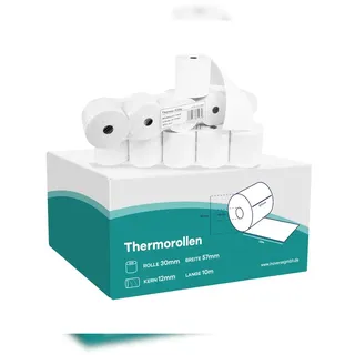 inoverse Thermorolle 5 Rollen, EC-Rolle 57mm x 30mm x 12mm, 10 meter, Kassenrolle