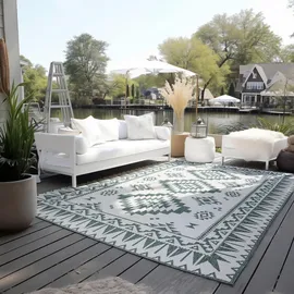 ELLE DECORATION "Dynamic, Wendeteppich", grün, B:80cm H:5mm L:150cm, Polypropylen, Teppiche, Teppich, Flachgewebe, In-& Outdoor, Modern, wendbar, Balkon, Wohnzimmer, Außen