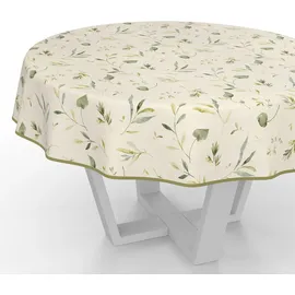 ANRO Tischdecke Wachstuch abwaschbar Canada Ø 140 cm Beige