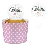 Frau Wundervoll Frau WunderVoll® 24 DEKO KUCHENTOPPER Weiss, SCHÖN, DASS DU DA BIST/Topper, Kuchenstecker, Muffin, Geburtstagskuchen, Dekoration, Deko, Kinder, Party, Hochzeit, Hochzeitstorte, Geburtstag