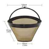 Wiederverwendbarer Kaffeefilter, Permanentfilter, Universal-kaffeemaschinenfilter, 100-mesh-kaffeefilter, Edelstahl 304, Mit Griff, 12 Cm, Für Die Meisten Kaffeemaschinen (gold)