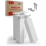 LouMaxx Möbelfüße verstellbar eckig– 4er Set 40x40x150mm in Weiß inkl. Befestigungsplatte – Füße für Möbel aus Aluminium – Hochwertige Schrankfüsse für individuelle DIY-Möbel