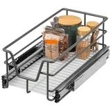 bremermann Teleskopschublade 30 cm mit Einlegeboden, Küchenschublade zum Nachrüsten, Vollauszug mit Teleskop-Schienen, ideal für Küche, Bad & Schlafzimmer, aus Metall, grau