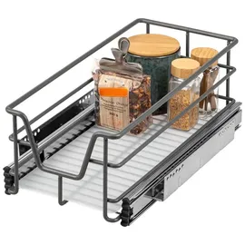 bremermann Teleskopschublade 30 cm mit Einlegeboden, Küchenschublade zum Nachrüsten, Vollauszug mit Teleskop-Schienen, ideal für Küche, Bad & Schlafzimmer, aus Metall, grau