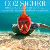 Khroom Schnorchelmaske für Erwachsene & Kinder von DEKRA geprüfte CO2 Sicherheit | Vollmaske Seaview X - Tauchmaske | Schnorchelausrüstung / Schnorchelset Alternative (S/M, Türkis)