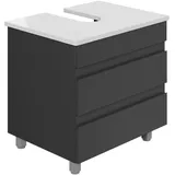 Karen Waschbeckenunterschrank Lara 60 cm & Konsole Weiß | Steh-Unterschrank | Badmöbel anthrazit | Konsole mit Siphonausschnitt | Minimalistisch | Gäste-Badezimmer (Lara 60 Weiß)