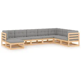 vidaXL Garten-Lounge-Set 8-tlg. Kiefer beige/grau