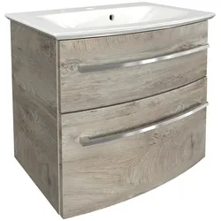 Waschtisch FACKELMANN "B.Style", braun (nature oak, nature oak), B:63,2cm H:54,6cm T:46cm, Mineralguss, Waschtische, Badmöbel