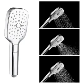 Marwell - Silver Quattro Handbrause - 3 Strahlarten Per Klick Wechselbar - Antikalknoppen - Selbstreinigungsfunktion