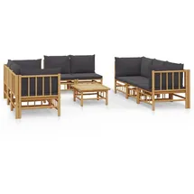 vidaXL Modell 4 Loungeset mit Dunkelgrauen Kissen Bambus braun