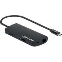 Manhattan USB 3.2 Gen 1-Adapter,HDMI,USB,USB-C-PDSD (USB-C, 5 Ports), Dockingstation + USB Hub, Schwarz