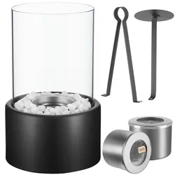 TECTAKE Bioethanol-Tischkamin Damine, hitzefest, 2 Brennkammern - schwarz