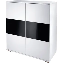 Hochkommode PRIESS, schwarz-weiß (weiß, schwarzglas), B:82cm, Sideboards, Türkommode